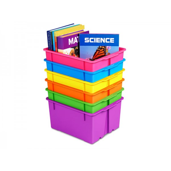 Neon Heavy-Duty Book Bins - Set of 6 Neon Heavy-Duty Book Bins - Set of 6