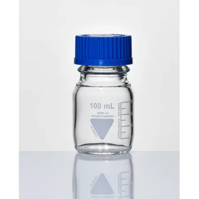 Bottle Reagent Clear Glass 100mL With Autoclavable Cap