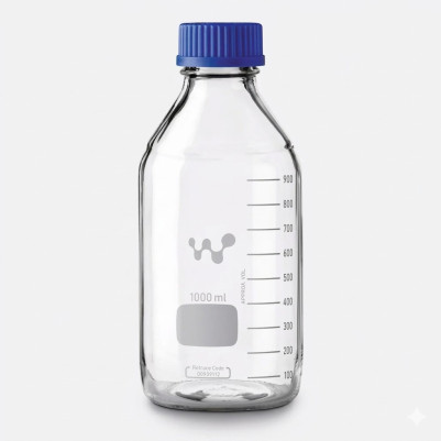 Bottle Reagent Clear Glass 1000mL Autoclavable Cap