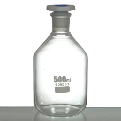 Bottle Reagent, Glass , Narrow Mouth, With PP Stopper, 100 ML