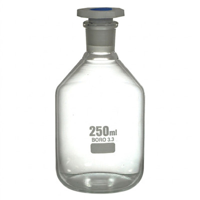 Bottle Reagent, Glass , Narrow Mouth, With PP Stopper, 250 ML