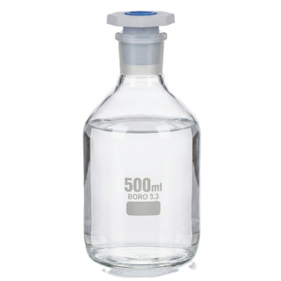 Bottle Reagent, Glass , Narrow Mouth, With PP Stopper, 500 ML