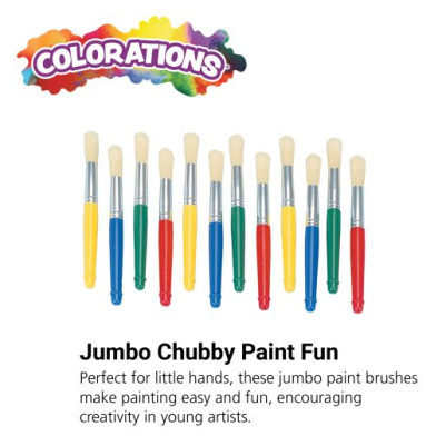 Colorations® Plastic Handle Jumbo Chubby Paint Brushes - Set of 12