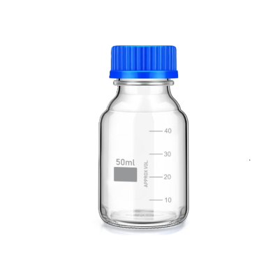 Bottle Reagent Clear Glass 50mL With Autoclavable Cap