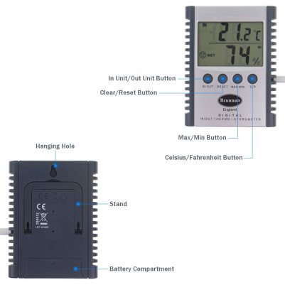 Brannan Digital Indoor Outdoor Thermometer Weather Station