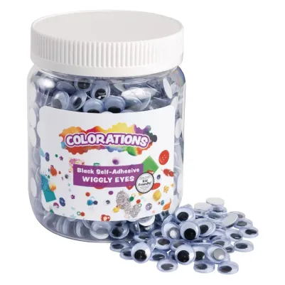 Colorations Black Self-Adhesive Wiggly Eyes Jar