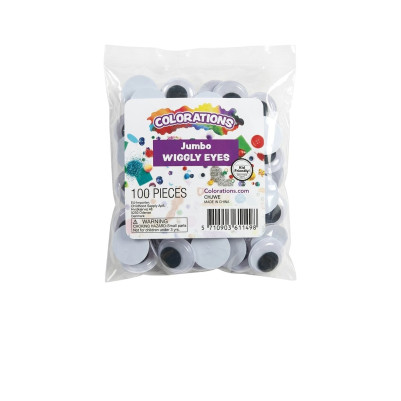 Colorations® Jumbo Wiggly Eyes, Black - 100 Pieces