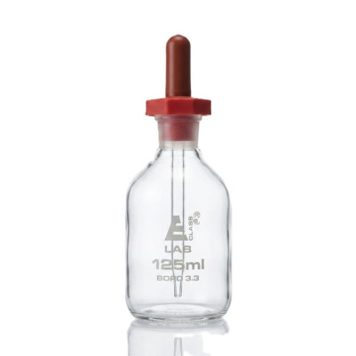 Dropping Bottle, 125ml - Eye Dropper Pipette & Dust Proof Rubber Bulb 