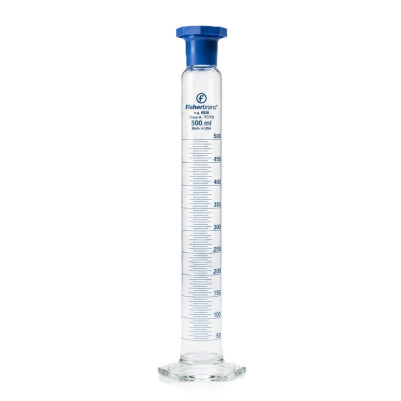 Fisherbrand Class A 500ml Glass Graduated Cylinder with Stopper Top and Hex Base