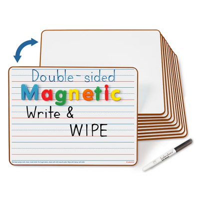 Double-Sided Magnetic Write & Wipe Board - Set of 10
