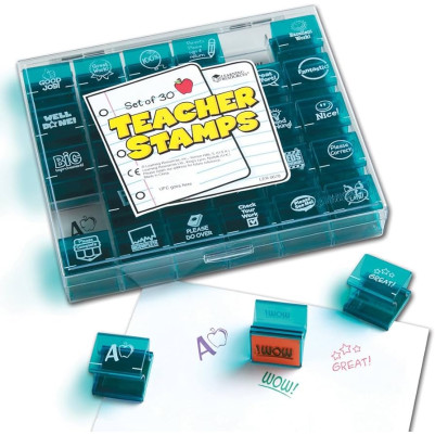 Learning Resources Jumbo Illustrated Teacher Stamps Set of 30 Pieces