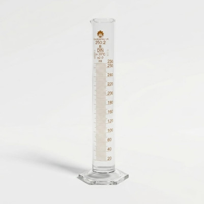 Measuring Cylinder Glass 250ml Class B Hex Base - Set of 2