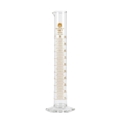 Measuring Cylinder Glass 100ml Class B Hex Base - Set of 2