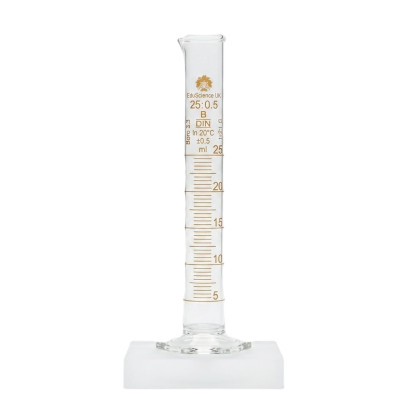 Measuring Cylinder Glass 25ml Class B Hex Base - Set of 2